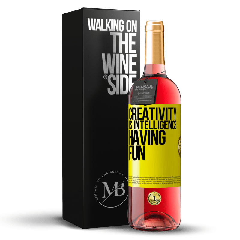 24,95 € Free Shipping | Rosé Wine ROSÉ Edition Creativity is intelligence having fun Yellow Label. Customizable label Young wine Harvest 2021 Tempranillo