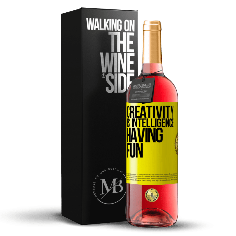 29,95 € Free Shipping | Rosé Wine ROSÉ Edition Creativity is intelligence having fun Yellow Label. Customizable label Young wine Harvest 2025 Tempranillo