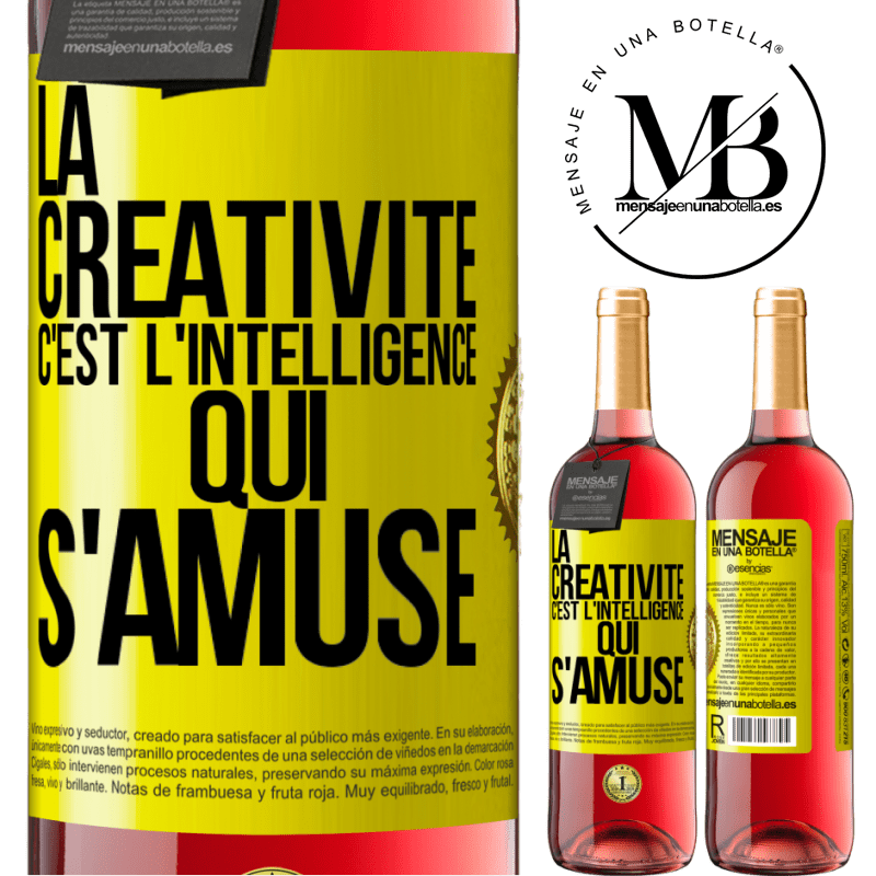 29,95 € Envoi gratuit | Vin rosé Édition ROSÉ La créativité c'est l'intelligence qui s'amuse Étiquette Jaune. Étiquette personnalisable Vin jeune Récolte 2025 Tempranillo