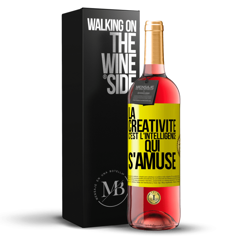 29,95 € Envoi gratuit | Vin rosé Édition ROSÉ La créativité c'est l'intelligence qui s'amuse Étiquette Jaune. Étiquette personnalisable Vin jeune Récolte 2025 Tempranillo