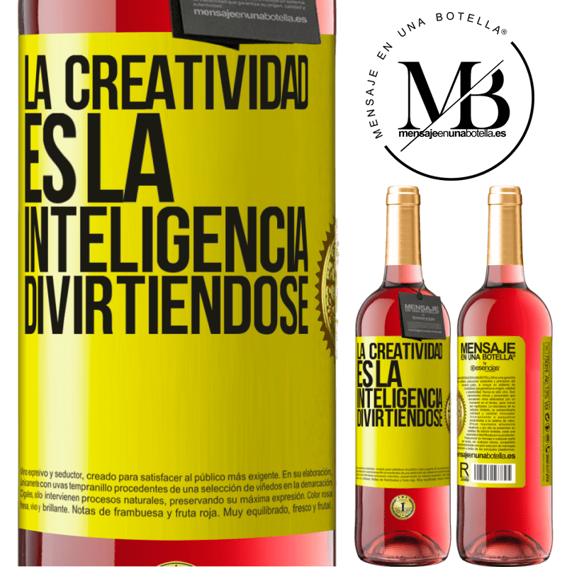 29,95 € Envío gratis | Vino Rosado Edición ROSÉ La creatividad es la inteligencia divirtiéndose Etiqueta Amarilla. Etiqueta personalizable Vino joven Cosecha 2023 Tempranillo