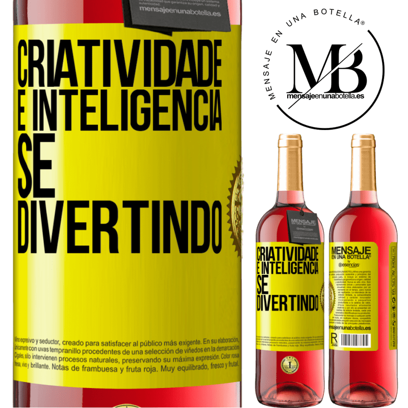 29,95 € Envio grátis | Vinho rosé Edição ROSÉ Criatividade é inteligência se divertindo Etiqueta Amarela. Etiqueta personalizável Vinho jovem Colheita 2023 Tempranillo