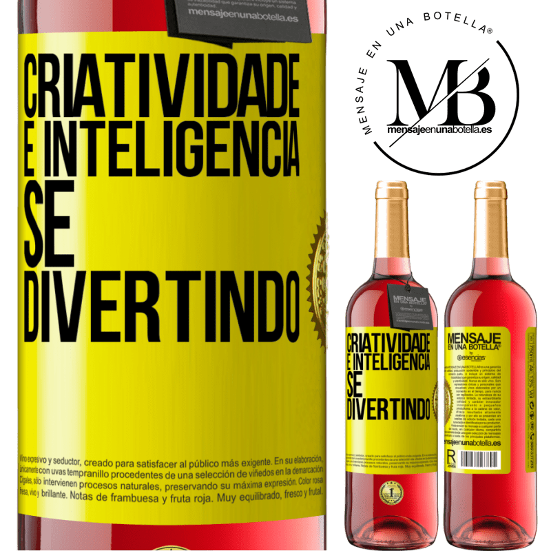 29,95 € Envio grátis | Vinho rosé Edição ROSÉ Criatividade é inteligência se divertindo Etiqueta Amarela. Etiqueta personalizável Vinho jovem Colheita 2025 Tempranillo