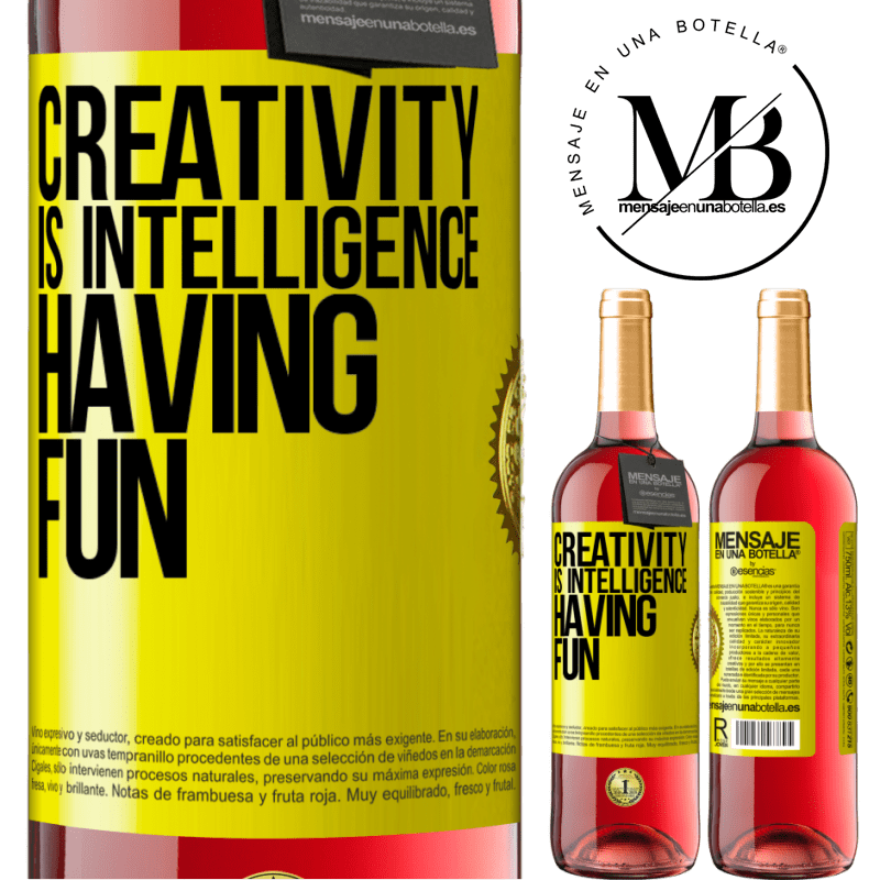 29,95 € Free Shipping | Rosé Wine ROSÉ Edition Creativity is intelligence having fun Yellow Label. Customizable label Young wine Harvest 2021 Tempranillo