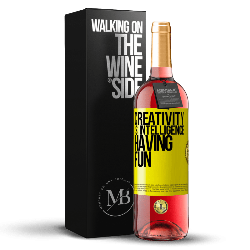 29,95 € Free Shipping | Rosé Wine ROSÉ Edition Creativity is intelligence having fun Yellow Label. Customizable label Young wine Harvest 2022 Tempranillo