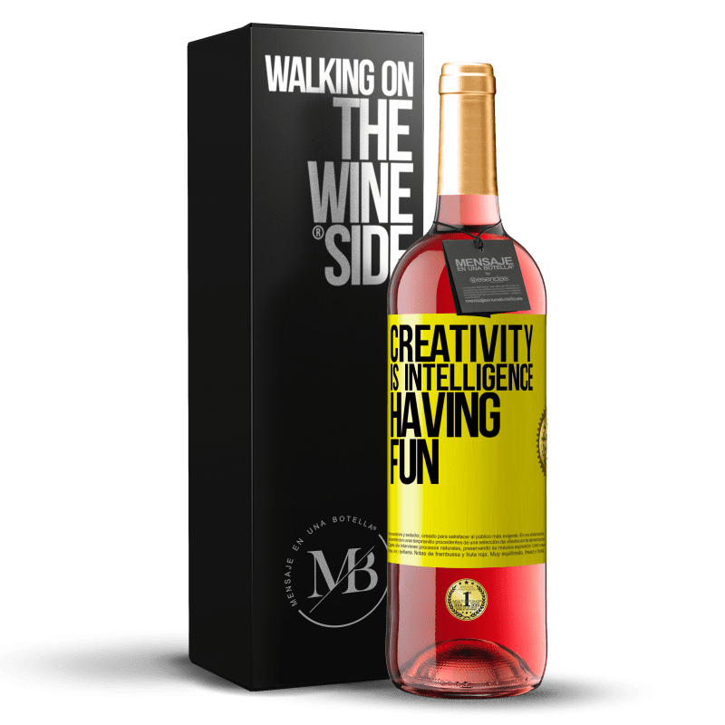 29,95 € Free Shipping | Rosé Wine ROSÉ Edition Creativity is intelligence having fun Yellow Label. Customizable label Young wine Harvest 2024 Tempranillo