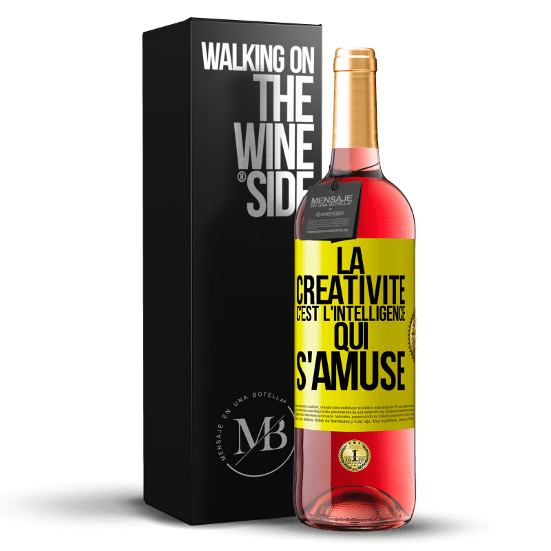 29,95 € Envoi gratuit | Vin rosé Édition ROSÉ La créativité c'est l'intelligence qui s'amuse Étiquette Jaune. Étiquette personnalisable Vin jeune Récolte 2024 Tempranillo