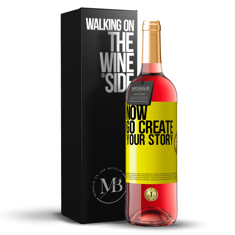 29,95 € Envío gratis | Vino Rosado Edición ROSÉ Now, go create your story Etiqueta Amarilla. Etiqueta personalizable Vino joven Cosecha 2024 Tempranillo