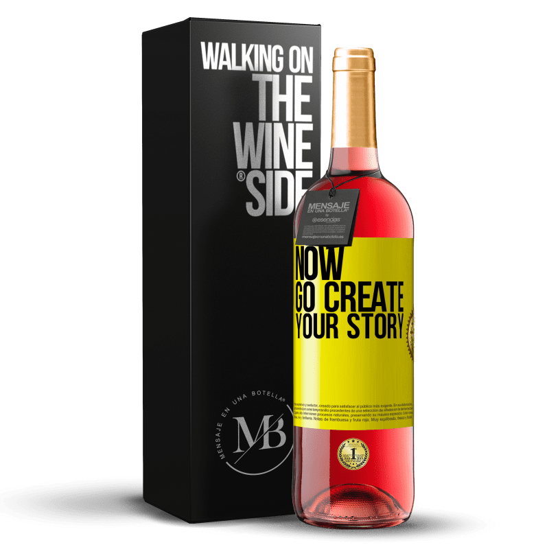 29,95 € Envío gratis | Vino Rosado Edición ROSÉ Now, go create your story Etiqueta Amarilla. Etiqueta personalizable Vino joven Cosecha 2025 Tempranillo