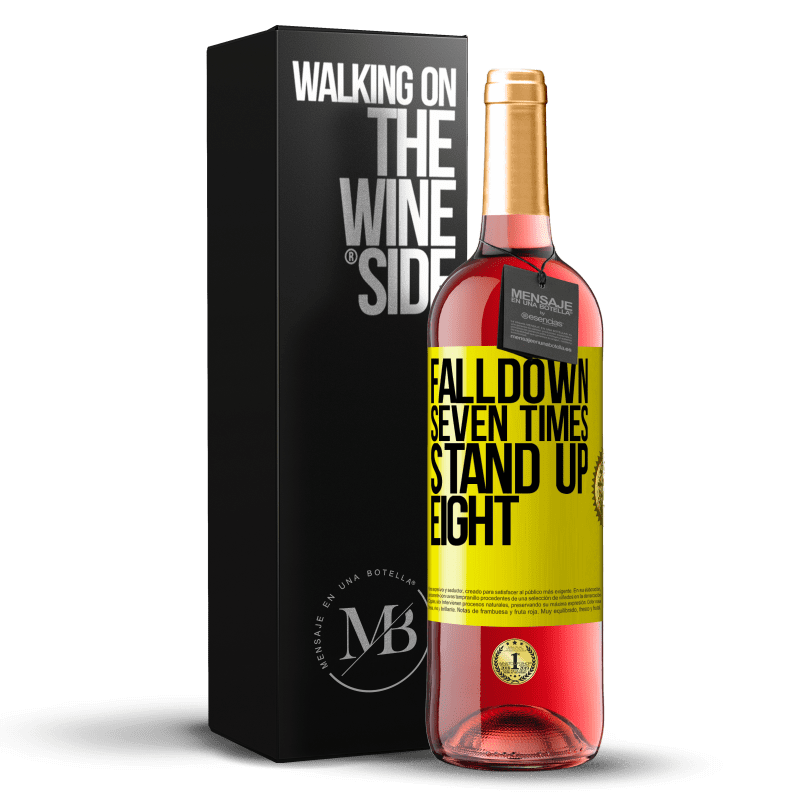 29,95 € 送料無料 | ロゼワイン ROSÉエディション Falldown seven times. Stand up eight 黄色のラベル. カスタマイズ可能なラベル 若いワイン 収穫 2023 Tempranillo