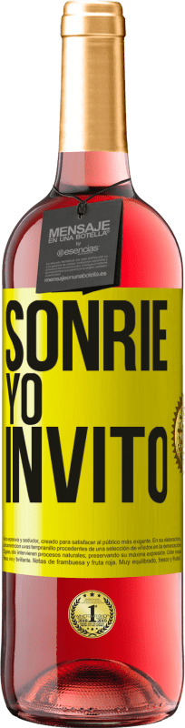 Envío gratis | Vino Rosado Edición ROSÉ Sonríe, yo invito Etiqueta Amarilla. Etiqueta personalizable Vino joven Cosecha 2023 Tempranillo