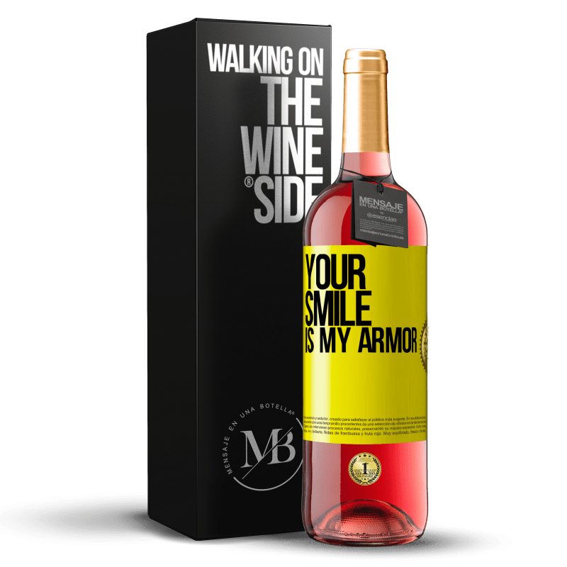 29,95 € Free Shipping | Rosé Wine ROSÉ Edition Your smile is my armor Yellow Label. Customizable label Young wine Harvest 2023 Tempranillo
