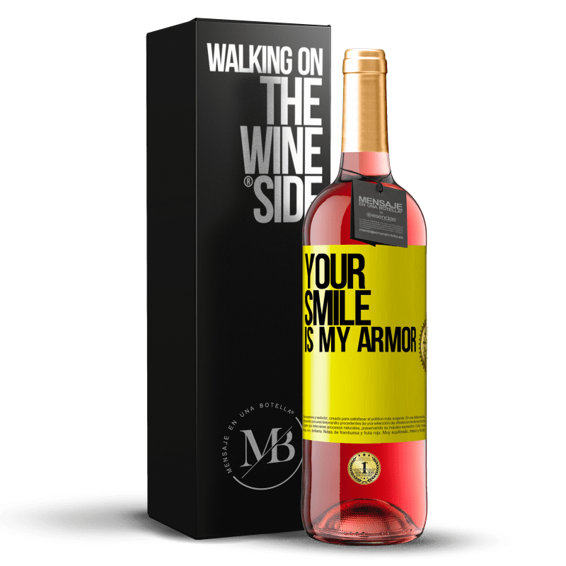 29,95 € Free Shipping | Rosé Wine ROSÉ Edition Your smile is my armor Yellow Label. Customizable label Young wine Harvest 2024 Tempranillo