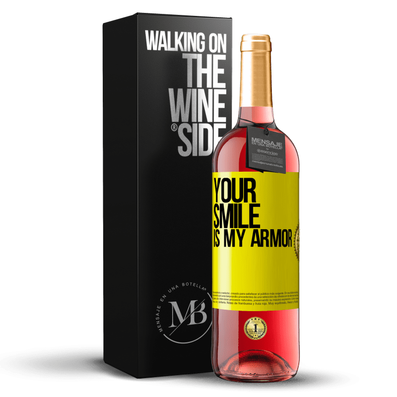 29,95 € Free Shipping | Rosé Wine ROSÉ Edition Your smile is my armor Yellow Label. Customizable label Young wine Harvest 2025 Tempranillo