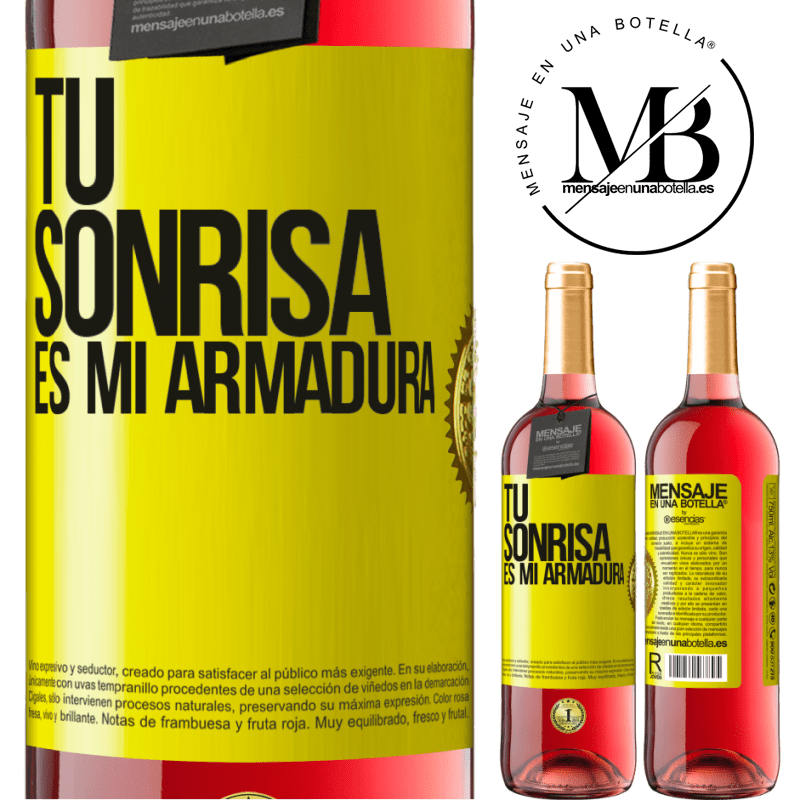 29,95 € Envío gratis | Vino Rosado Edición ROSÉ Tu sonrisa es mi armadura Etiqueta Amarilla. Etiqueta personalizable Vino joven Cosecha 2025 Tempranillo