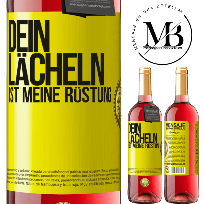 29,95 € Kostenloser Versand | Roséwein ROSÉ Ausgabe Dein Lächeln ist meine Rüstung Gelbes Etikett. Anpassbares Etikett Junger Wein Ernte 2025 Tempranillo