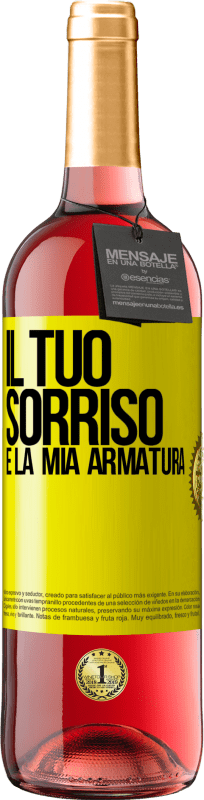 29,95 € | Vino rosato Edizione ROSÉ Il tuo sorriso è la mia armatura Etichetta Gialla. Etichetta personalizzabile Vino giovane Raccogliere 2024 Tempranillo