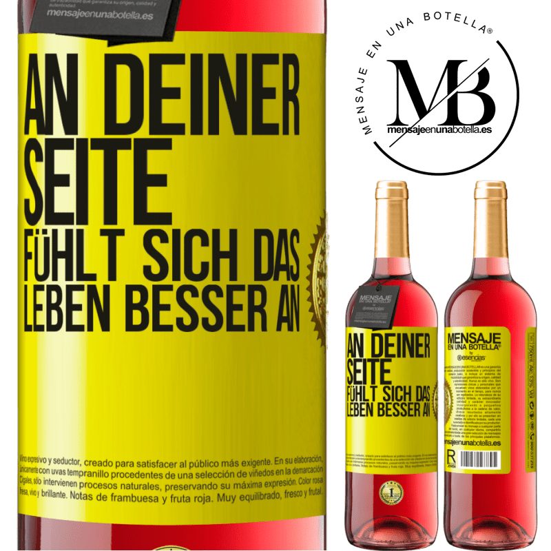 29,95 € Kostenloser Versand | Roséwein ROSÉ Ausgabe An deiner Seite fühlt sich das Leben besser an Gelbes Etikett. Anpassbares Etikett Junger Wein Ernte 2025 Tempranillo