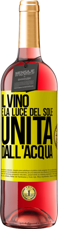 29,95 € | Vino rosato Edizione ROSÉ Il vino è la luce del sole, unita dall'acqua Etichetta Gialla. Etichetta personalizzabile Vino giovane Raccogliere 2023 Tempranillo