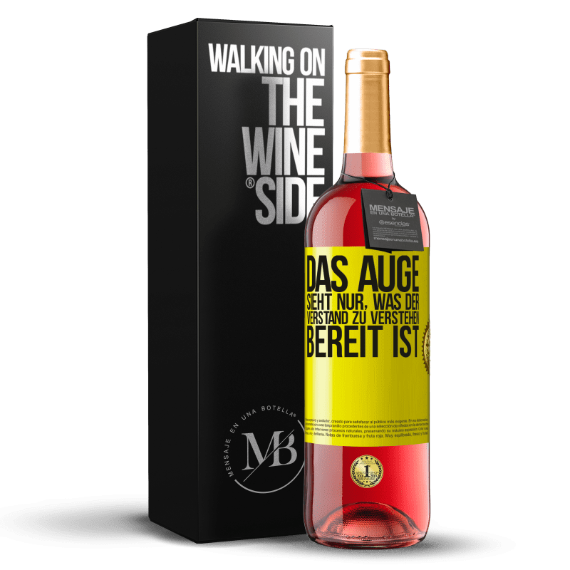 29,95 € Kostenloser Versand | Roséwein ROSÉ Ausgabe Das Auge sieht nur, was der Verstand zu verstehen bereit ist Gelbes Etikett. Anpassbares Etikett Junger Wein Ernte 2024 Tempranillo