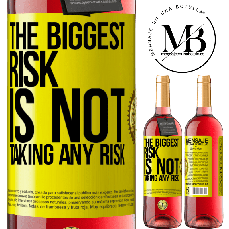 29,95 € Free Shipping | Rosé Wine ROSÉ Edition The biggest risk is not taking any risk Yellow Label. Customizable label Young wine Harvest 2021 Tempranillo