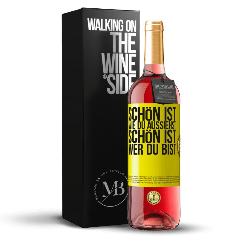 29,95 € Kostenloser Versand | Roséwein ROSÉ Ausgabe Schön ist, wie du aussiehst, schön ist, wer du bist Gelbes Etikett. Anpassbares Etikett Junger Wein Ernte 2023 Tempranillo