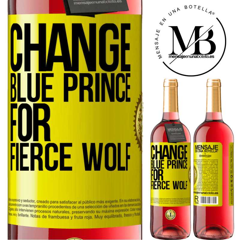 29,95 € Free Shipping | Rosé Wine ROSÉ Edition Change blue prince for fierce wolf Yellow Label. Customizable label Young wine Harvest 2023 Tempranillo