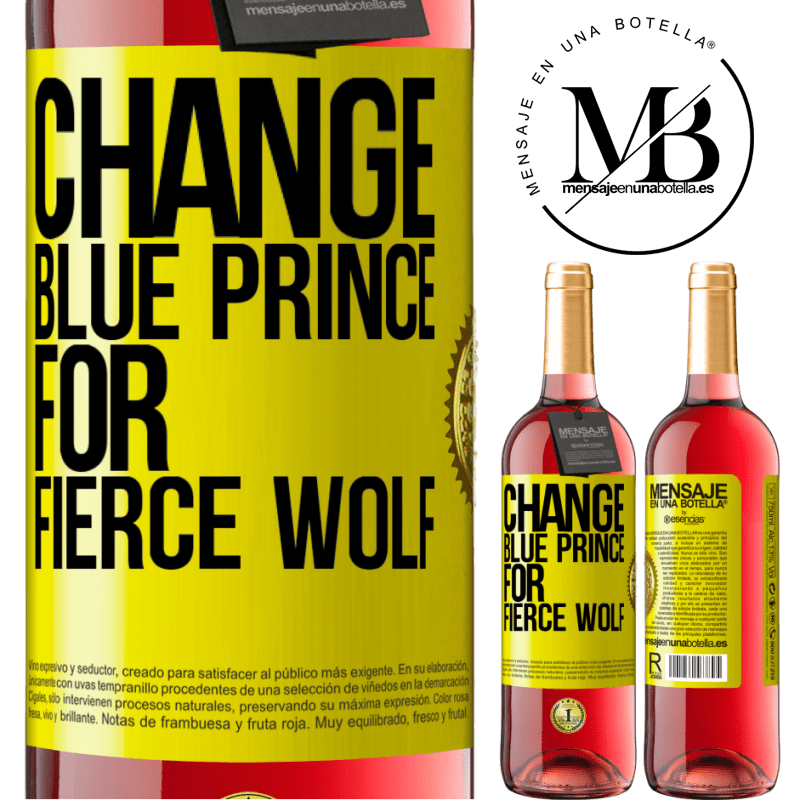 29,95 € Free Shipping | Rosé Wine ROSÉ Edition Change blue prince for fierce wolf Yellow Label. Customizable label Young wine Harvest 2025 Tempranillo
