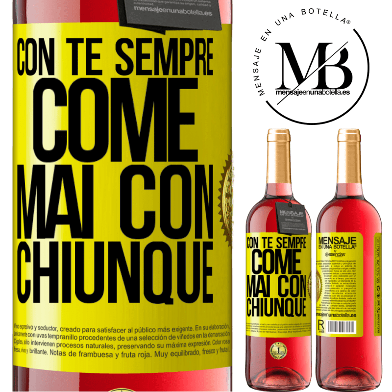 29,95 € Spedizione Gratuita | Vino rosato Edizione ROSÉ Con te sempre come mai con chiunque Etichetta Gialla. Etichetta personalizzabile Vino giovane Raccogliere 2025 Tempranillo