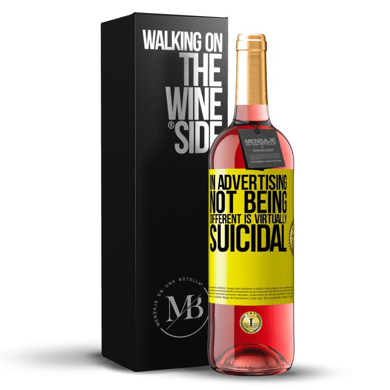 29,95 € Free Shipping | Rosé Wine ROSÉ Edition In advertising, not being different is virtually suicidal Yellow Label. Customizable label Young wine Harvest 2023 Tempranillo