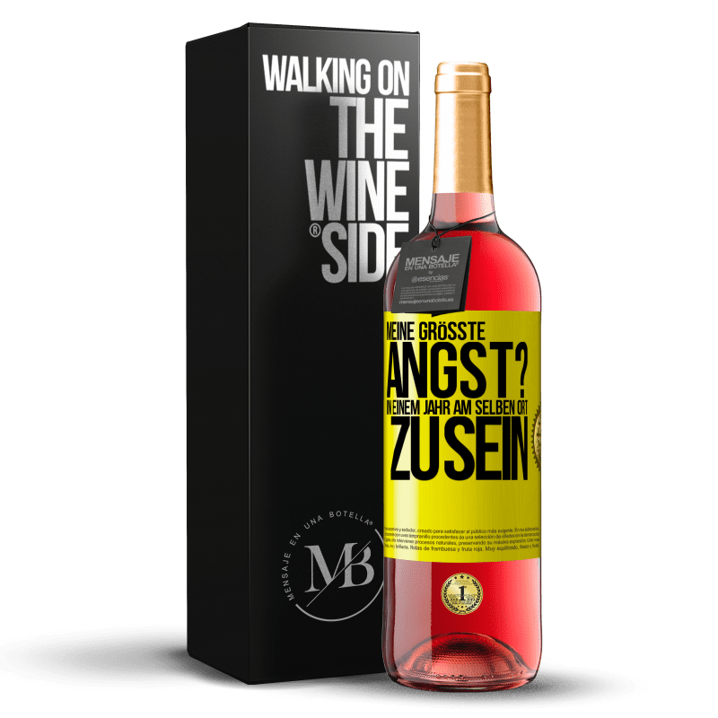 29,95 € Kostenloser Versand | Roséwein ROSÉ Ausgabe Meine größte Angst? In einem Jahr am selben Ort zu sein Gelbes Etikett. Anpassbares Etikett Junger Wein Ernte 2024 Tempranillo