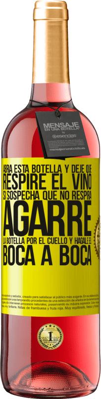 29,95 € | Vino Rosado Edición ROSÉ Abra esta botella y deje que respire el vino. Si sospecha que no respira, agarre la botella por el cuello y hágale el boca a Etiqueta Amarilla. Etiqueta personalizable Vino joven Cosecha 2023 Tempranillo