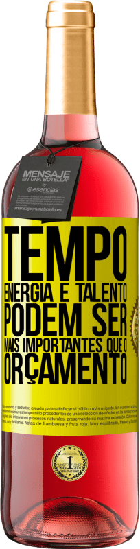 «Tempo, energia e talento podem ser mais importantes que o orçamento» Edição ROSÉ