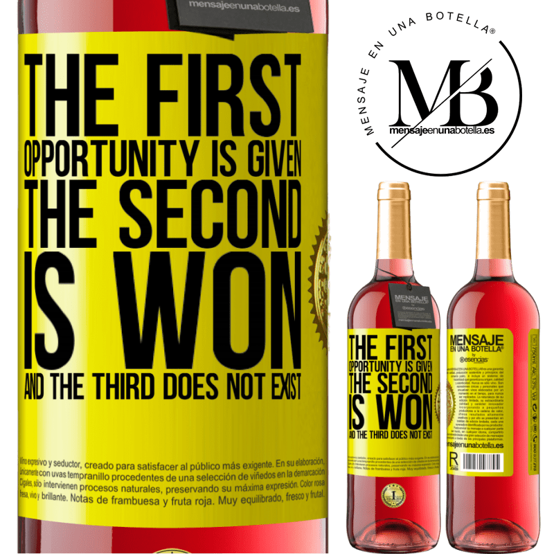 29,95 € Free Shipping | Rosé Wine ROSÉ Edition The first opportunity is given, the second is won, and the third does not exist Yellow Label. Customizable label Young wine Harvest 2025 Tempranillo