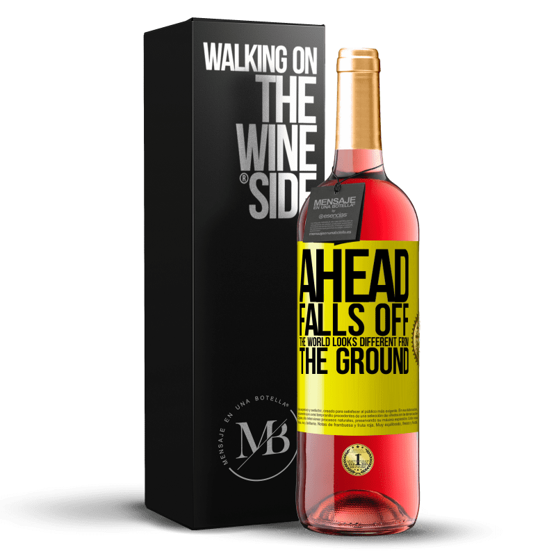 29,95 € Free Shipping | Rosé Wine ROSÉ Edition Ahead. Falls off. The world looks different from the ground Yellow Label. Customizable label Young wine Harvest 2023 Tempranillo