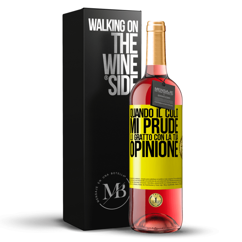 29,95 € Spedizione Gratuita | Vino rosato Edizione ROSÉ Quando il culo mi prude, lo gratto con la tua opinione Etichetta Gialla. Etichetta personalizzabile Vino giovane Raccogliere 2024 Tempranillo