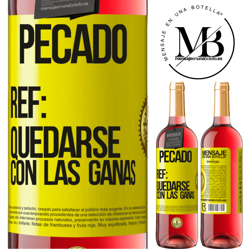 29,95 € Бесплатная доставка | Розовое вино Издание ROSÉ Грех. Ref: остаться с желанием Желтая этикетка. Настраиваемая этикетка Молодое вино Урожай 2022 Tempranillo