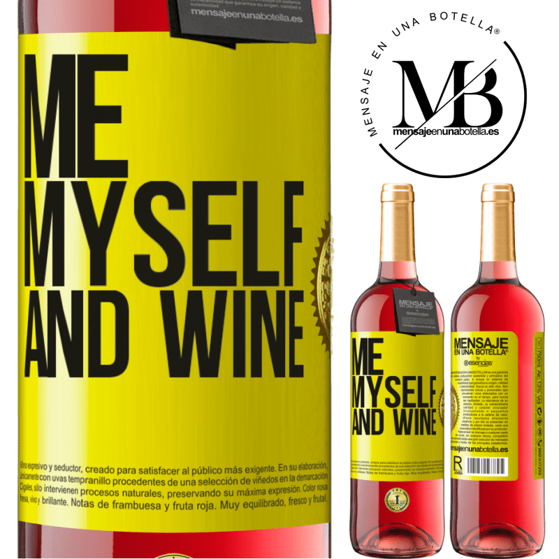 29,95 € Envío gratis | Vino Rosado Edición ROSÉ Me, myself and wine Etiqueta Amarilla. Etiqueta personalizable Vino joven Cosecha 2023 Tempranillo