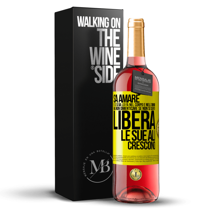 29,95 € Spedizione Gratuita | Vino rosato Edizione ROSÉ Sa amare, e se si dona, lo fa nel corpo e nell'anima. Ma, non dimenticare, se non ti senti libero, le tue ali crescono Etichetta Gialla. Etichetta personalizzabile Vino giovane Raccogliere 2025 Tempranillo