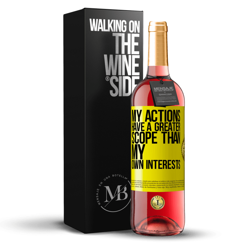 29,95 € Free Shipping | Rosé Wine ROSÉ Edition My actions have a greater scope than my own interests Yellow Label. Customizable label Young wine Harvest 2023 Tempranillo
