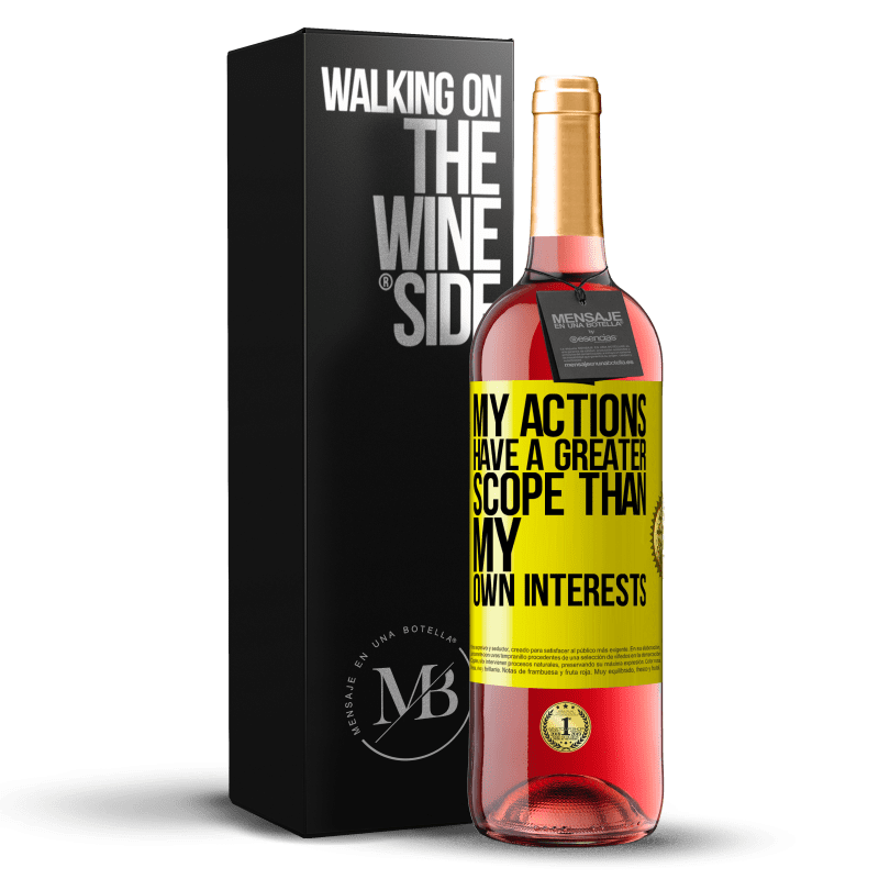 29,95 € Free Shipping | Rosé Wine ROSÉ Edition My actions have a greater scope than my own interests Yellow Label. Customizable label Young wine Harvest 2024 Tempranillo