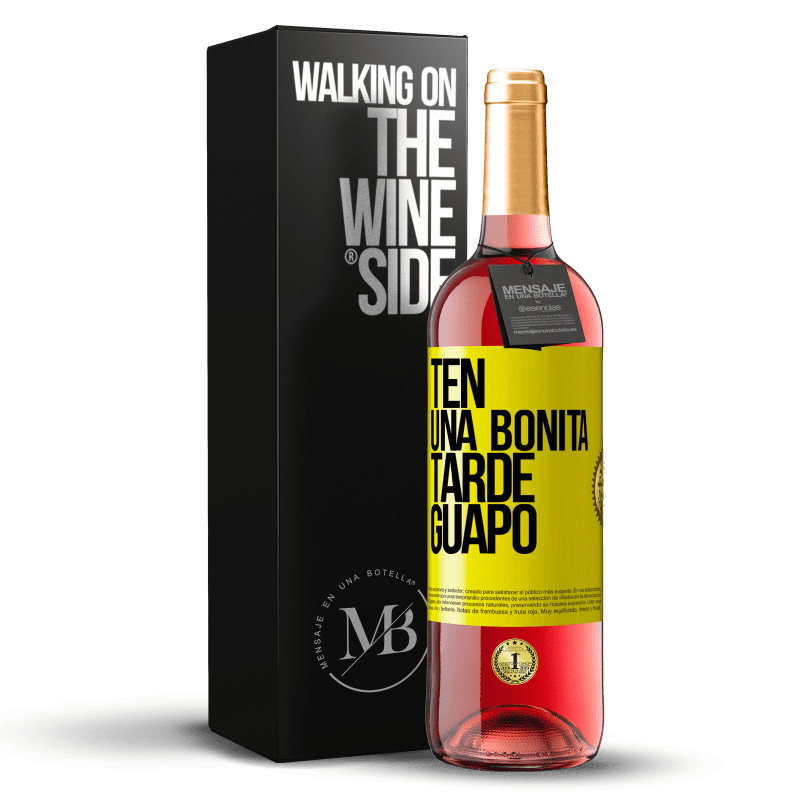29,95 € Envío gratis | Vino Rosado Edición ROSÉ Ten una bonita tarde, guapo Etiqueta Amarilla. Etiqueta personalizable Vino joven Cosecha 2025 Tempranillo