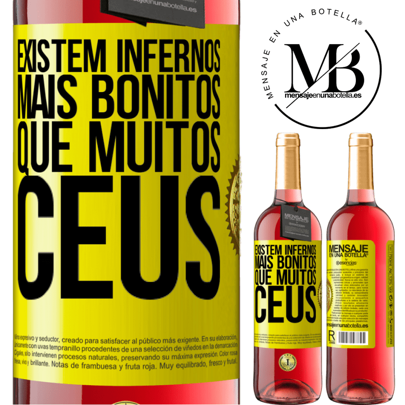 29,95 € Envio grátis | Vinho rosé Edição ROSÉ Existem infernos mais bonitos que muitos céus Etiqueta Amarela. Etiqueta personalizável Vinho jovem Colheita 2023 Tempranillo