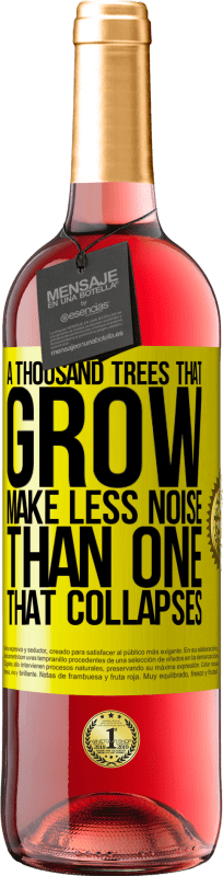 29,95 € Free Shipping | Rosé Wine ROSÉ Edition A thousand trees that grow make less noise than one that collapses Yellow Label. Customizable label Young wine Harvest 2025 Tempranillo