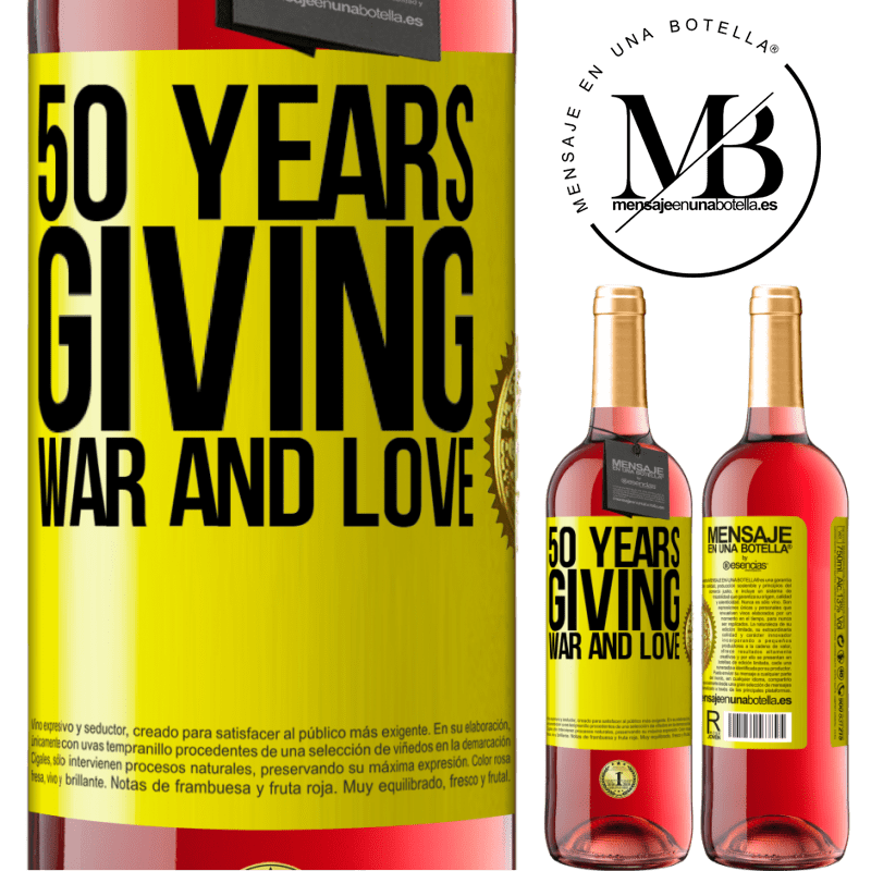 29,95 € Free Shipping | Rosé Wine ROSÉ Edition 50 years giving war and love Yellow Label. Customizable label Young wine Harvest 2021 Tempranillo