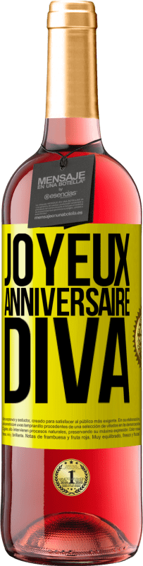 29,95 € | Vin rosé Édition ROSÉ Joyeux anniversaire, Diva Étiquette Jaune. Étiquette personnalisable Vin jeune Récolte 2024 Tempranillo