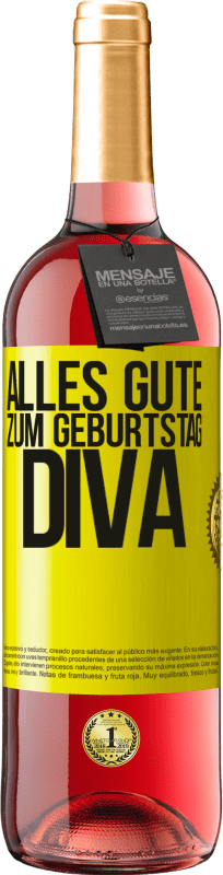29,95 € | Roséwein ROSÉ Ausgabe Alles Gute zum Geburtstag Diva Gelbes Etikett. Anpassbares Etikett Junger Wein Ernte 2023 Tempranillo