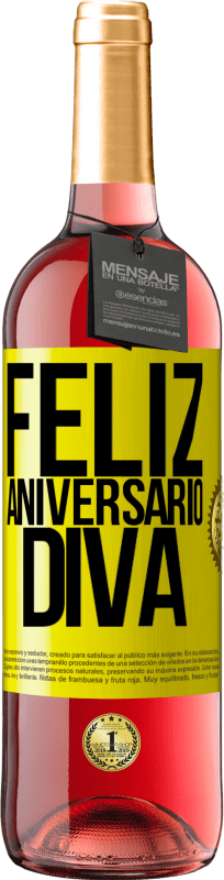 29,95 € | Vinho rosé Edição ROSÉ Feliz aniversário Diva Etiqueta Amarela. Etiqueta personalizável Vinho jovem Colheita 2023 Tempranillo