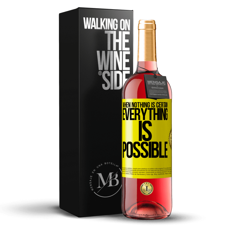 29,95 € Free Shipping | Rosé Wine ROSÉ Edition When nothing is certain, everything is possible Yellow Label. Customizable label Young wine Harvest 2023 Tempranillo