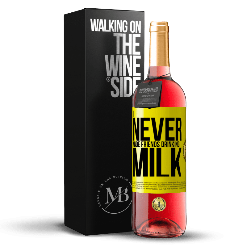 29,95 € Free Shipping | Rosé Wine ROSÉ Edition I never made friends drinking milk Yellow Label. Customizable label Young wine Harvest 2023 Tempranillo